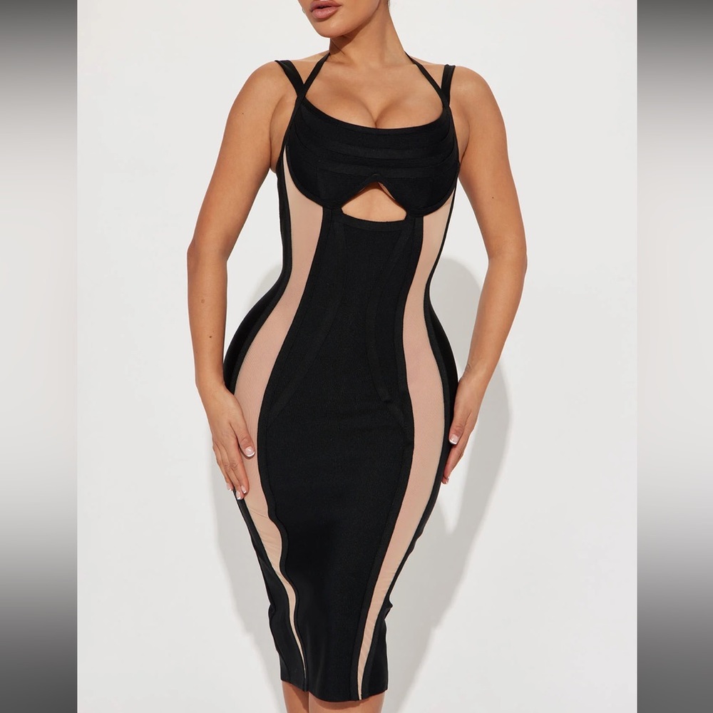 Like New Black & Nude Bandage Dress